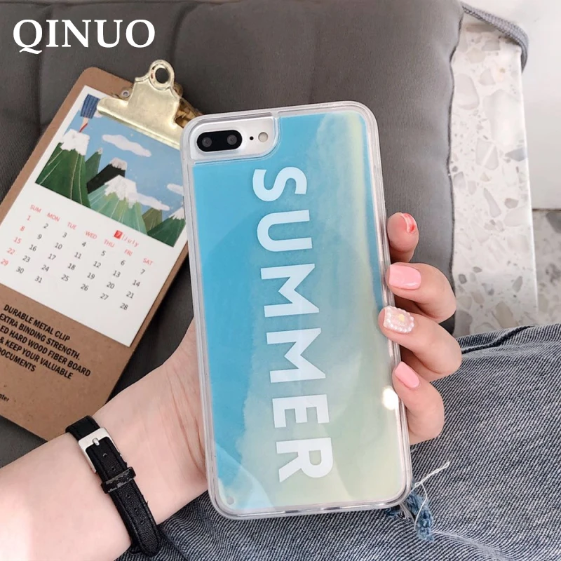 

Summer Luminous Liquid Quicksand Phone Case For iphone 7 8 Plus 6 6S Plus 10 Glow Dynamic Cover For iphone X XR XS Max Soft Capa