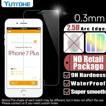 

9H tempered glass For iphone 7 plus screen protector protective guard film front case cover +clean kits 100pcs/lot
