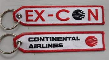 

Factory Price Fabric Key ChainsContinental Airlines Embroidered Key Ring Banner