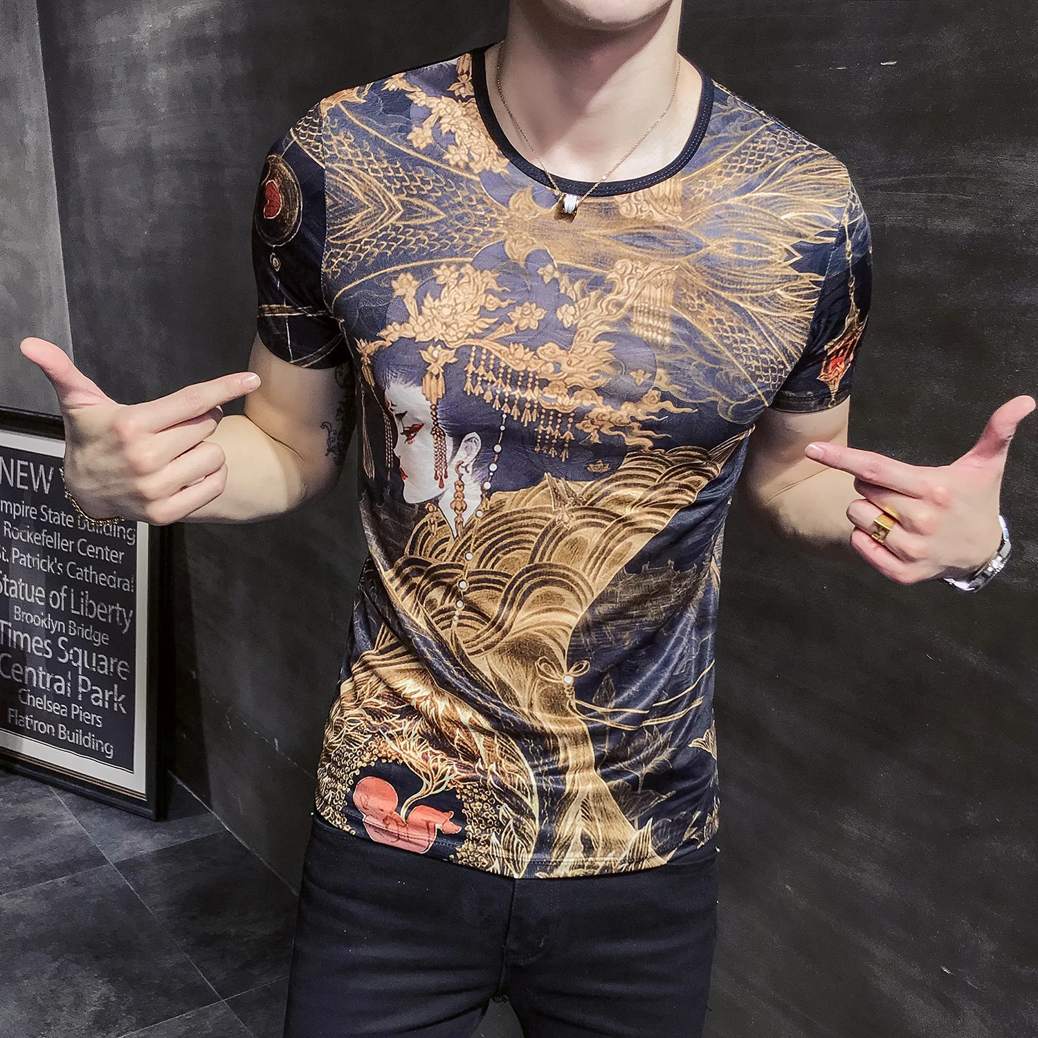 

T shirt men edition cultivate morality man printing web celebrity ice silk short man with short sleeves B333 T509 P38 lightning