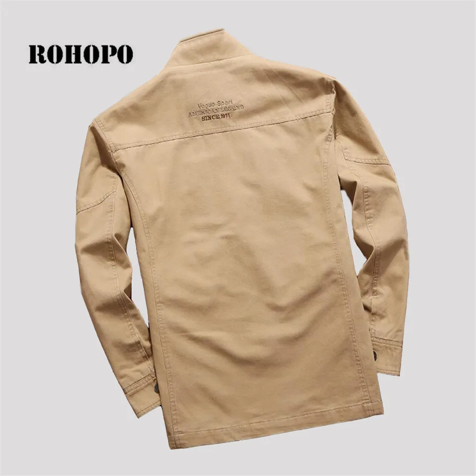 ROHOPO куртка Хлопковая мужская 5XL 6XL хлопок средняя длина карманы куртка пальто Miltar промытая вода хлопковая Куртка карго пальто