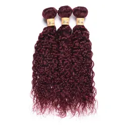Бразильские волос бордовый волна воды Комплект s женщи 100% человеческих волос 6-26 дюймов non-реми волос предварительно цветные 99j 3 Комплект