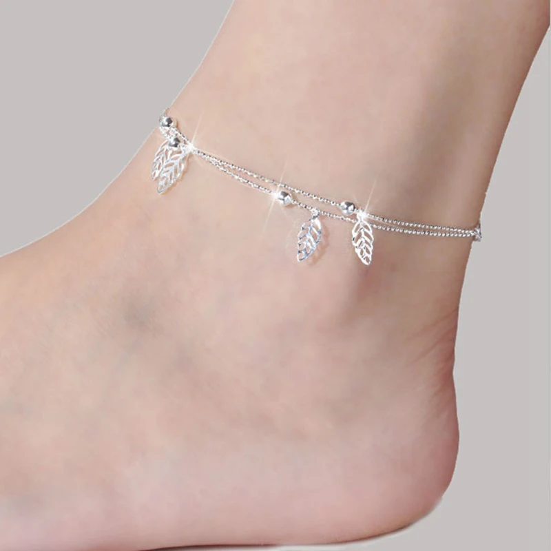 

QCOOLJLY Gold Silver Color Moda Praia Anklet Bracelet On The Leg Fashion Summer Beach Foot Chain Jewelry