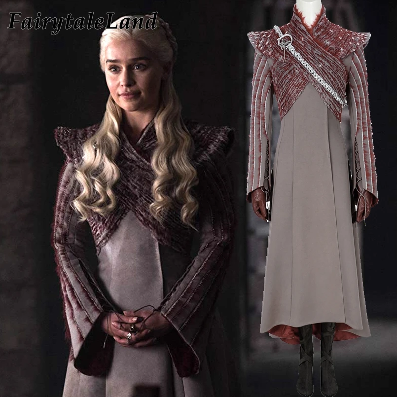 

Game of Thrones Season 8 Costume Daenerys Targaryen Dress Halloween Winter Snow Dragonstone Cosplay Daenerys Targaryen Costume