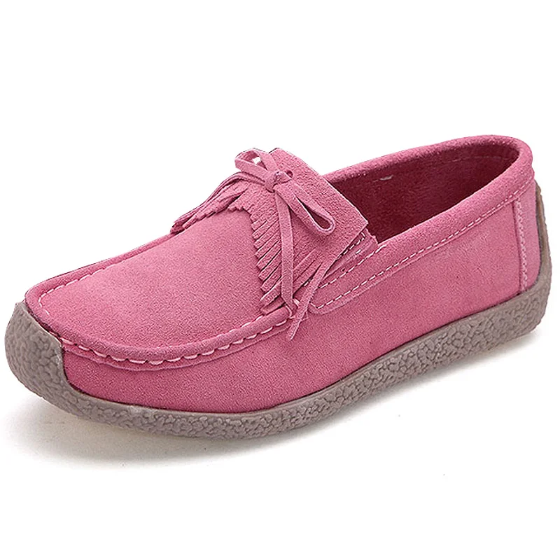 Mujer Zapatos Chaussures Femme rose Beckywalk Véritable Red Wsh2760 Printemps bleu Gland Daim 2019 Femmes pu peach jaune Appartements Red Ciel rose Glissement En Cuir Casual Noir Dame Sur PZ0arZAwq