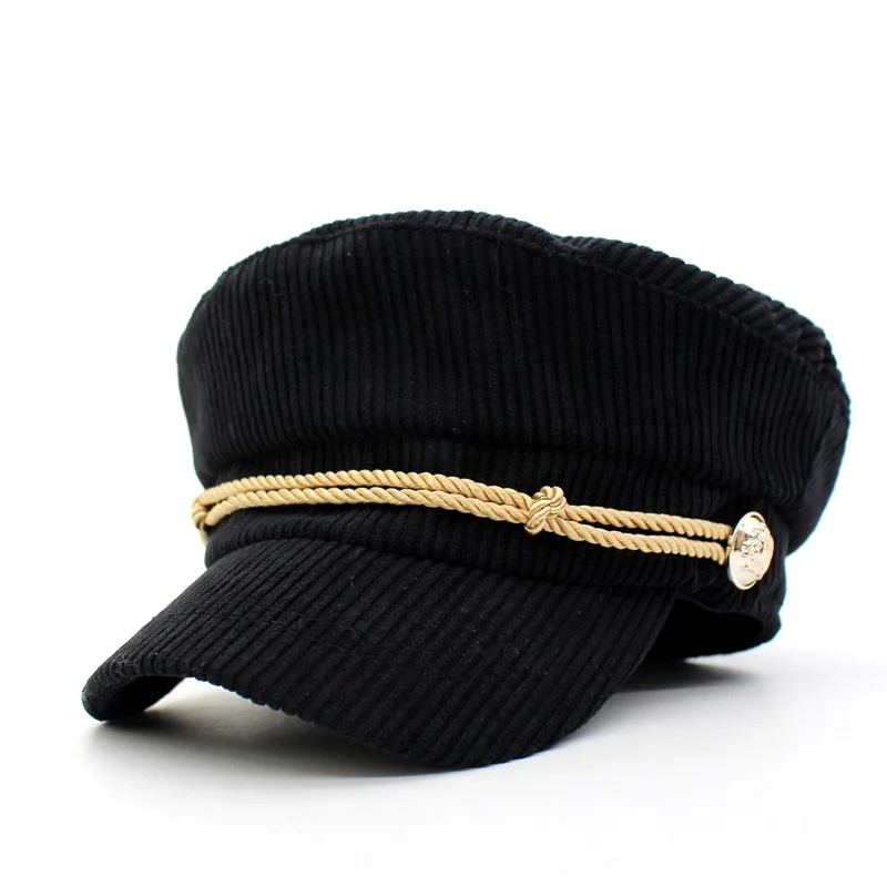 Новые модные вельветовые шляпы женские винтажные военные шляпы Gorras женские плоские кепки Casquette