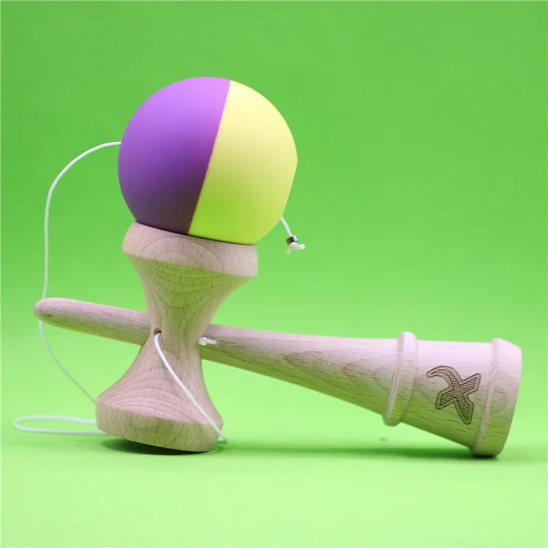 Резиновые полуспилок Kendama, 4 цвета на выбор, с прядильной бусинкой, большой традиционный Кен, изготовлен из бука, 18 см резиновая кендама