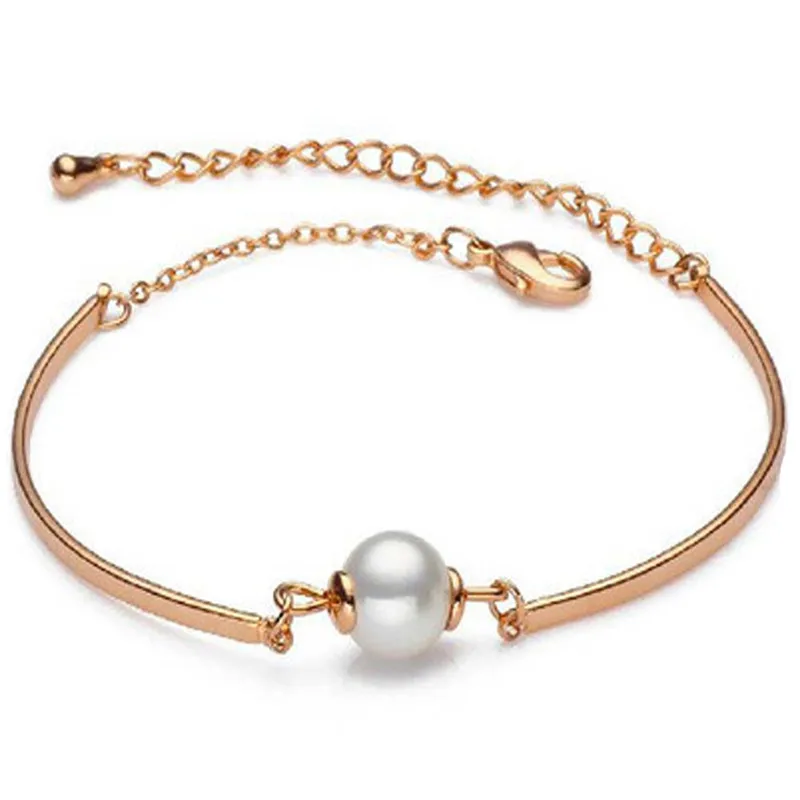 

Pearl Pendant Bangle Rose gold Color Fashion For Women Pearl Bracelet Jewelry Cloth Accessories Valentine's Day 2018 New