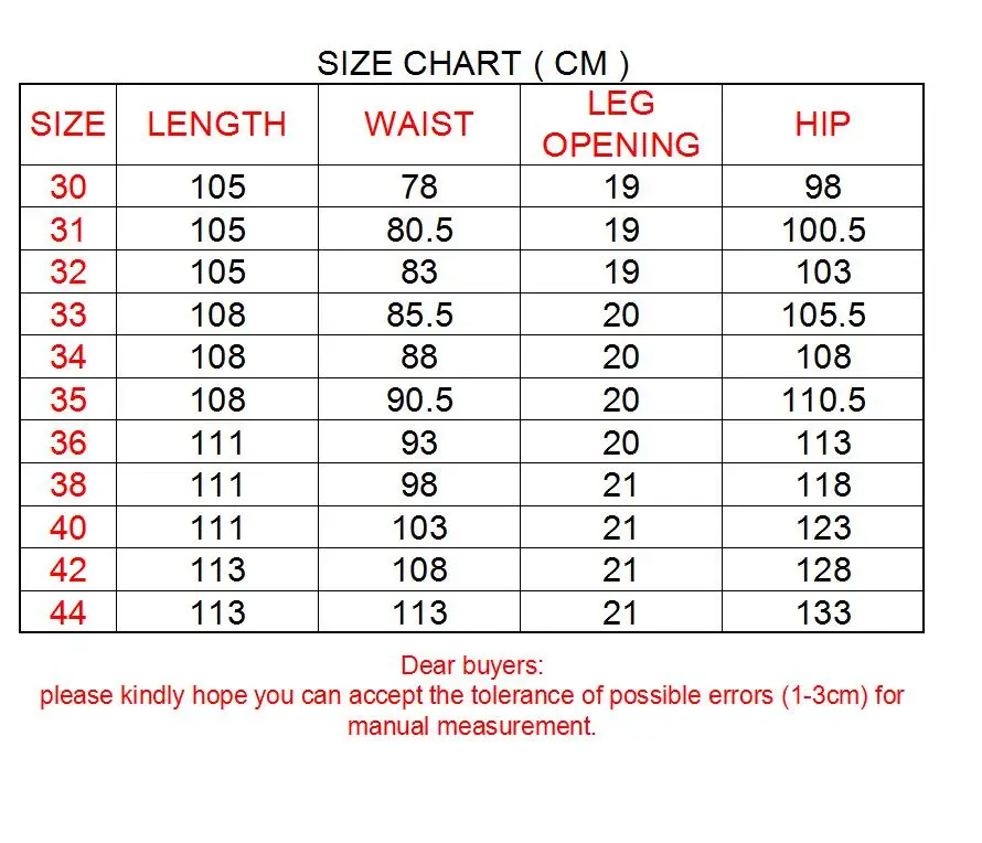 SIZE CHART