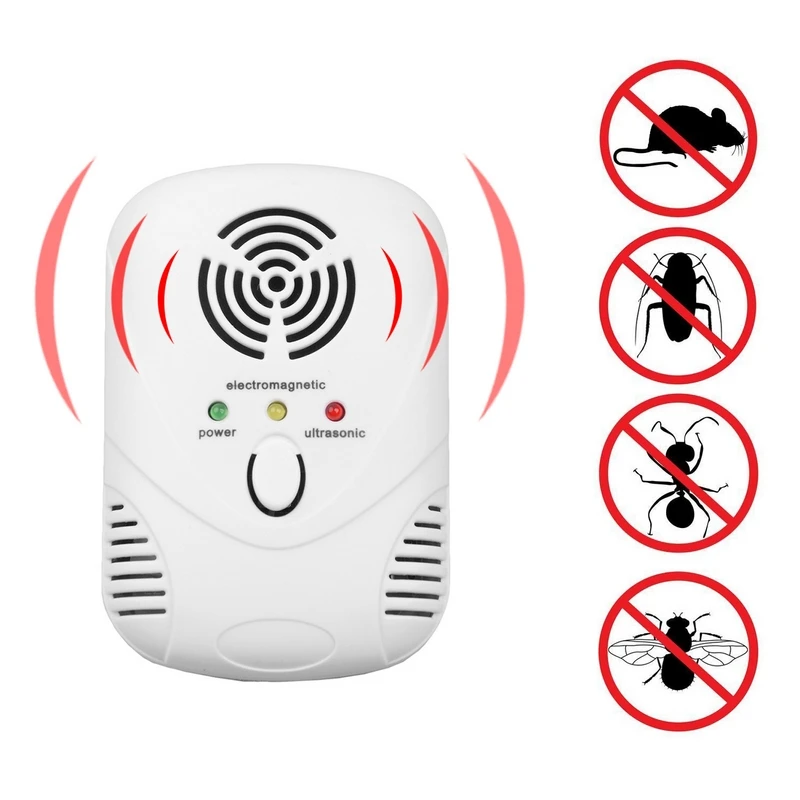 110-250V6W Electronic Mouse Killer Ultrasonic Mouse cockroach Killer Mosquito Repellent Rats Pest Control White US Plug (4)