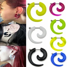 1 çift sıcak akrilik dolandırıcı sahte Spiral kulak konik sedye genişleticiler göstergesi tünel ve fiş kulak memesi küpe Piercing göbek takısı