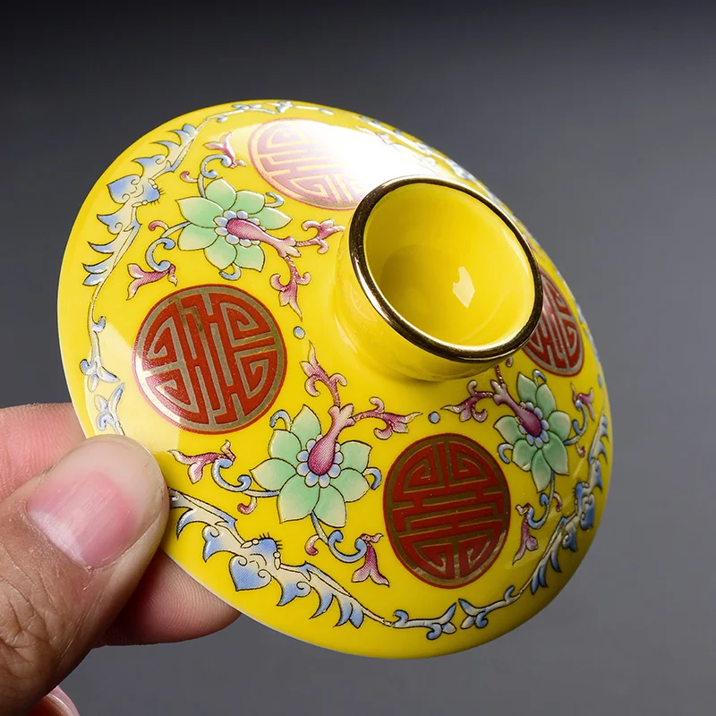 Цветная эмалированная фарфоровая чашка gaiwan китайская керамическая чаша для