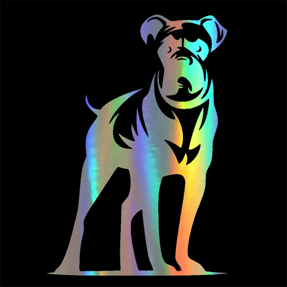 11.416.5CM Boxer Dog Pet Breed Vinyl Decal Cute Cartoon Animal Car Window Stickers BlackSilverLaser (4)