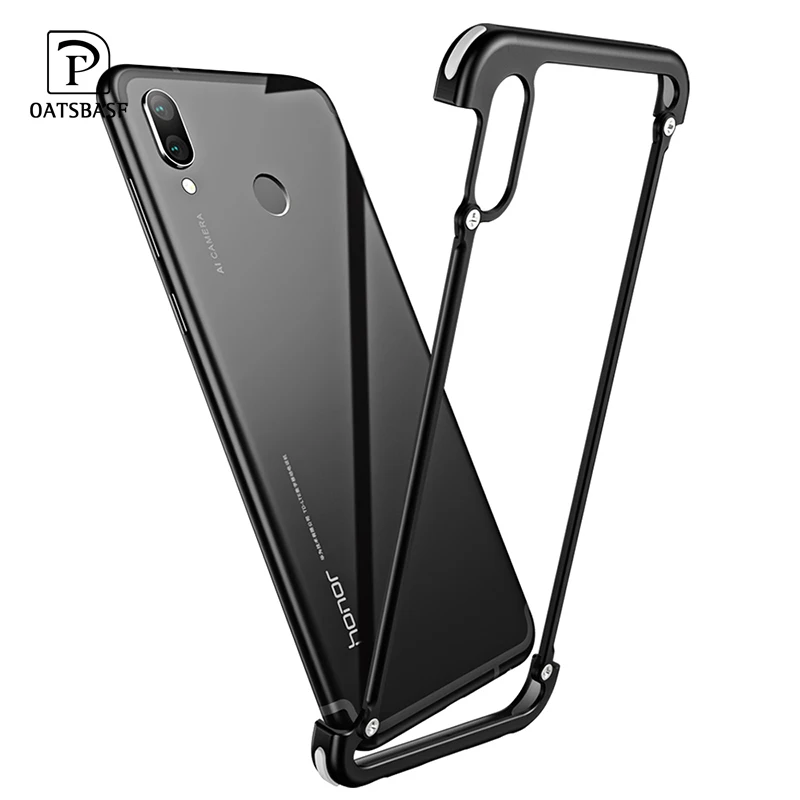 

OATSBASF luxury Metal Frame shape with Airbag phone Case For Honor Play for Honor Note 10 phone bumper shell with back film gift