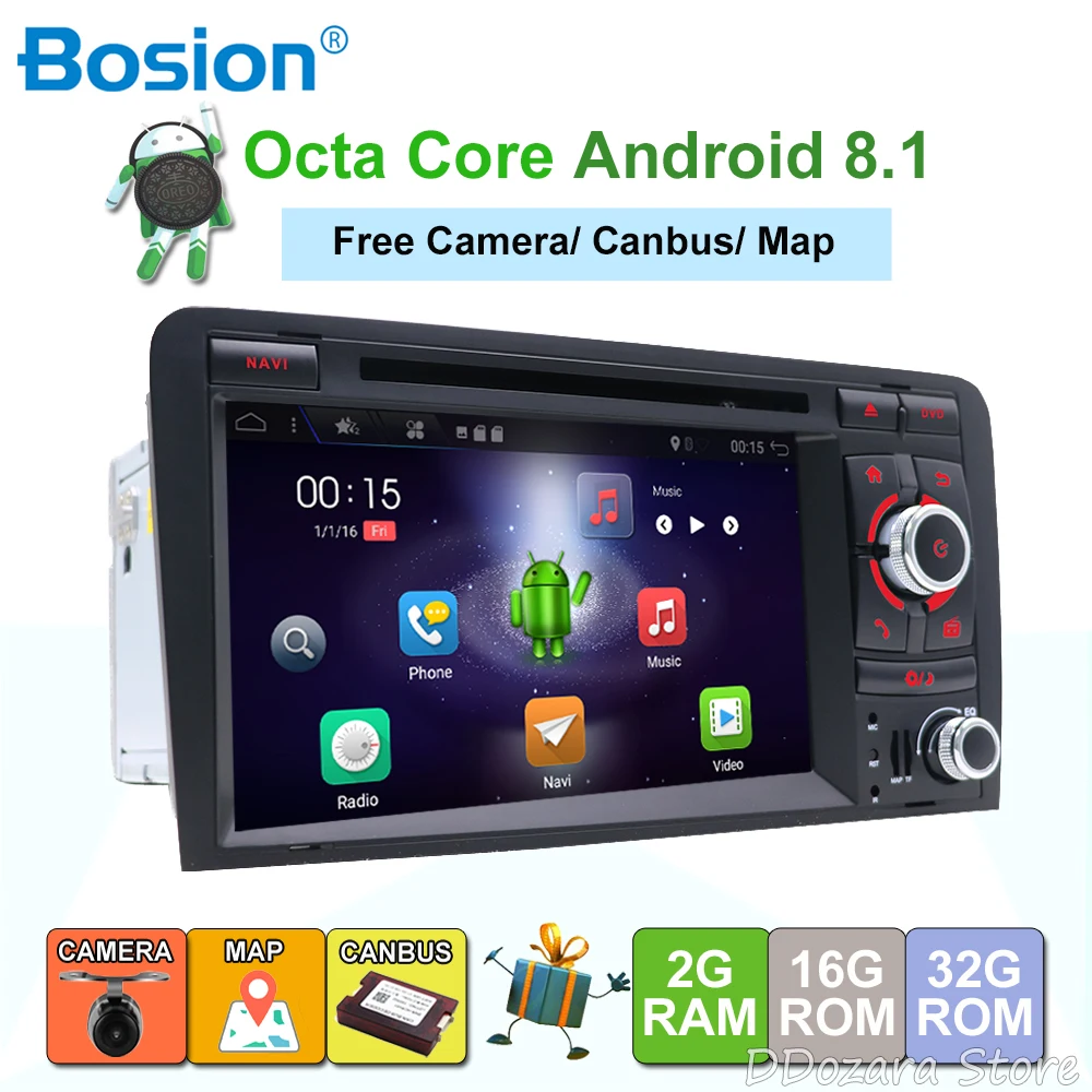 

Android 8.1 For Audi A3 S3 2002-2011 2 din car multimedia dvd player GPS Navigation radio stereo BT Steering wheel RDS map
