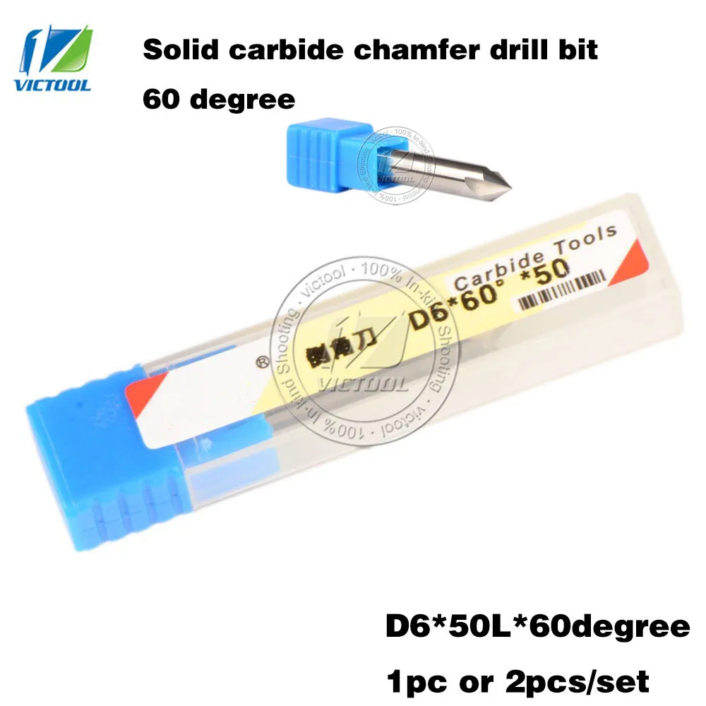 

6.0mm*60degree*50mm 3 Flute Solid Carbide Chamfer End mills Drill Bit For Wood Metal Chamfering Countersink cnc Tools Drill Bits