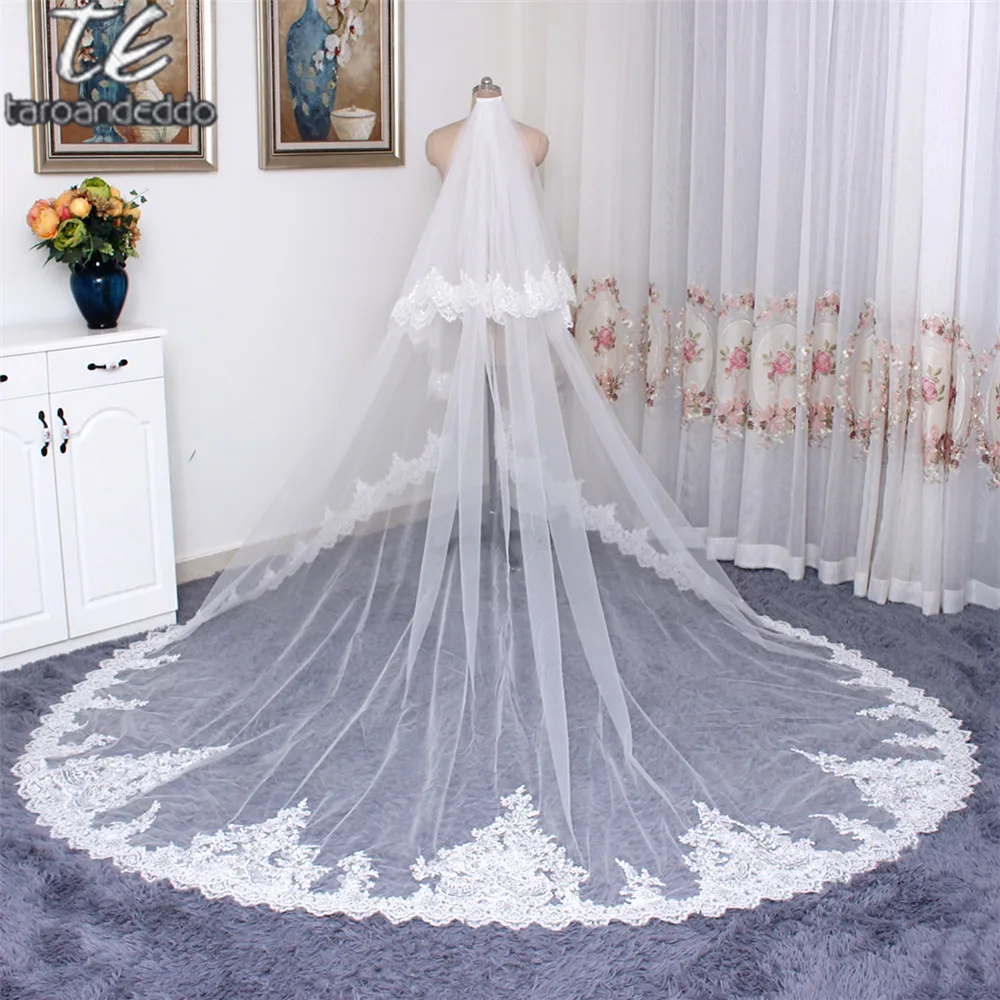 3.5*3 Meter Cathedral Length Wedding Veils Face Cover Bridal Veil with
