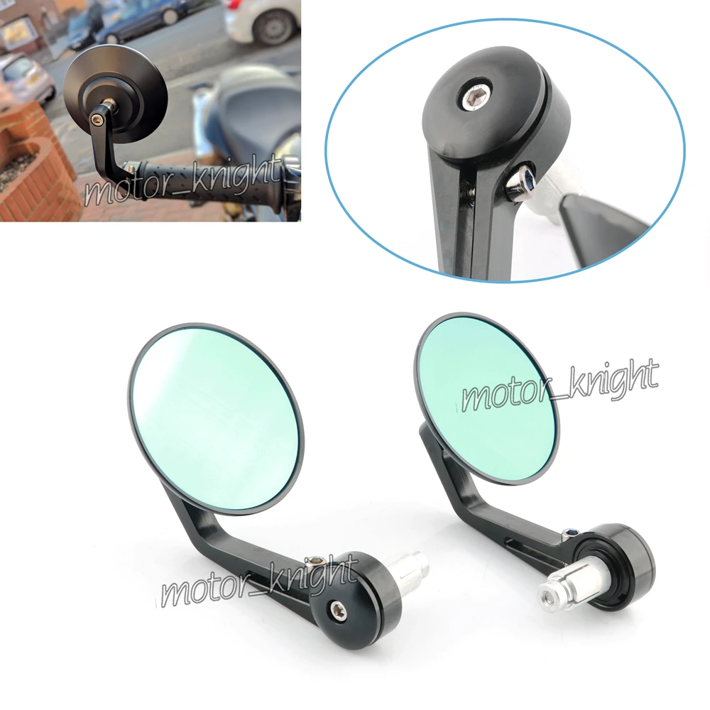 Blue Motorcycle CNC Bar End 7//8/" rear Mirror Round Ducati Yamaha harley BMW KTM