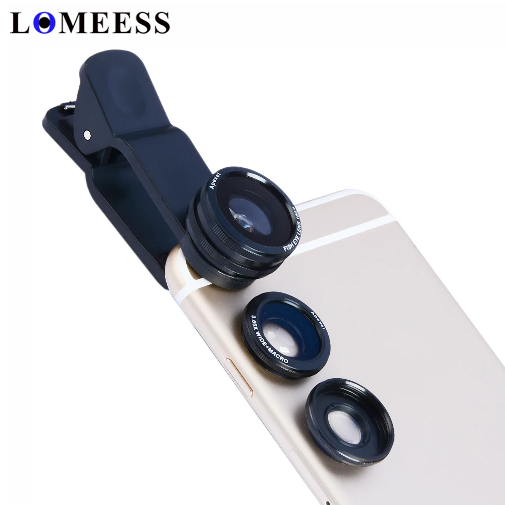 Mobile Phone Lens 3 in 1 Cellphone Camera Lens Kit Fisheye