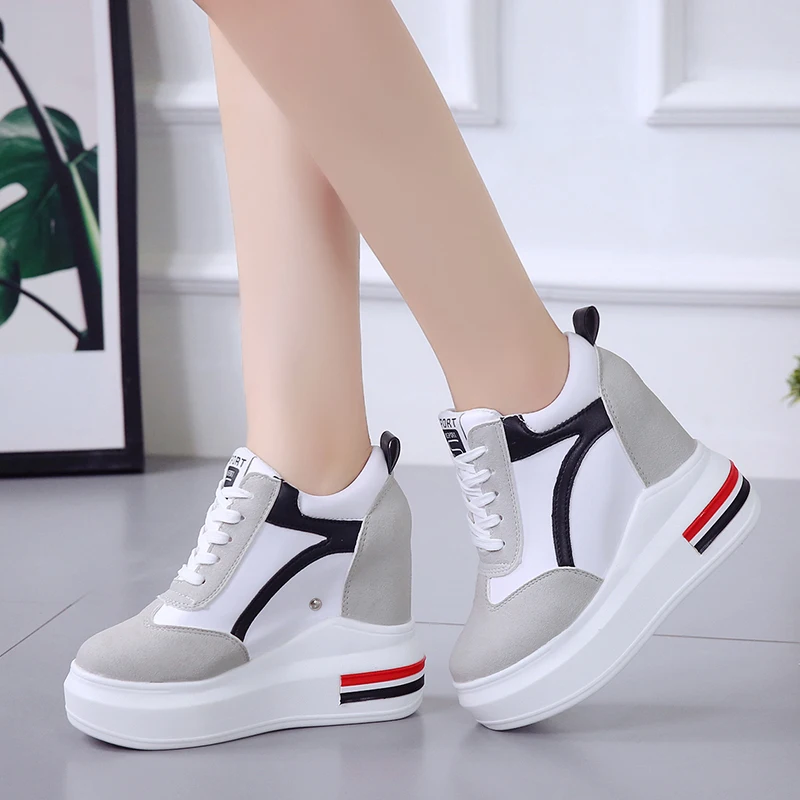 

Women Sneakers Fashion Heels Women Height Increasing Breathable Lace-Up Wedges Sneakers Platform Shoes Woman Casual Shoes AS-02