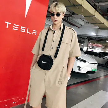 

New men's casual spring summer jumpsuit overalls male Loose one piece trousers