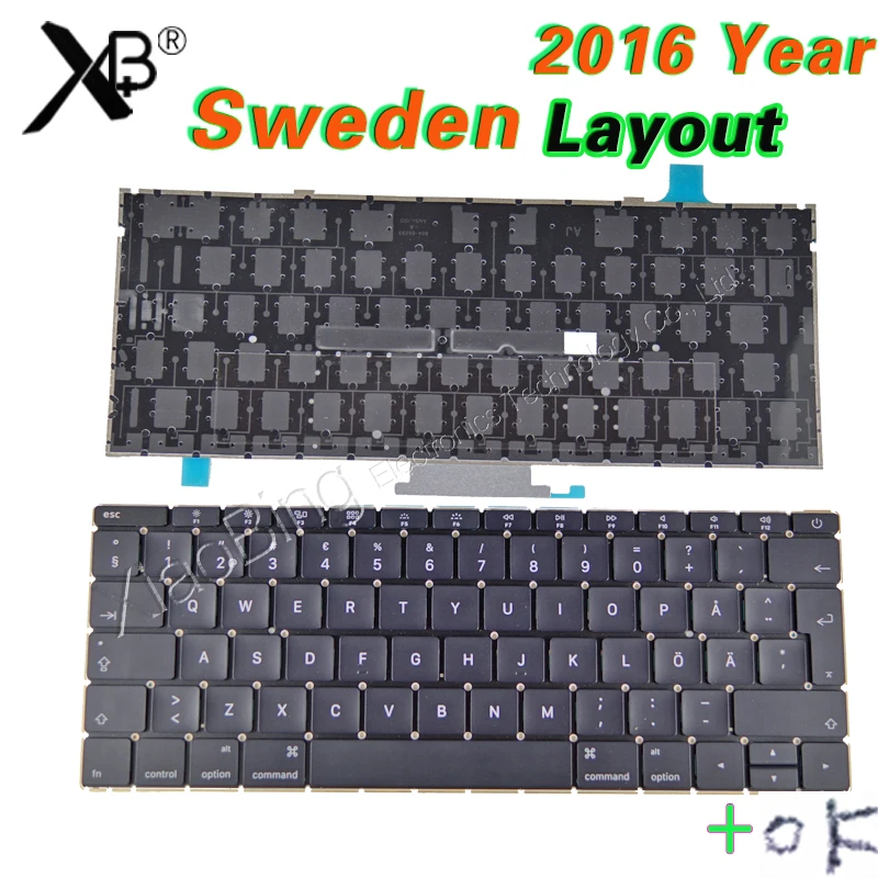 Новый ноутбук A1534 SW SE Швеция шведская клавиатура Подсветка + винты для Macbook 12 &quotA1534