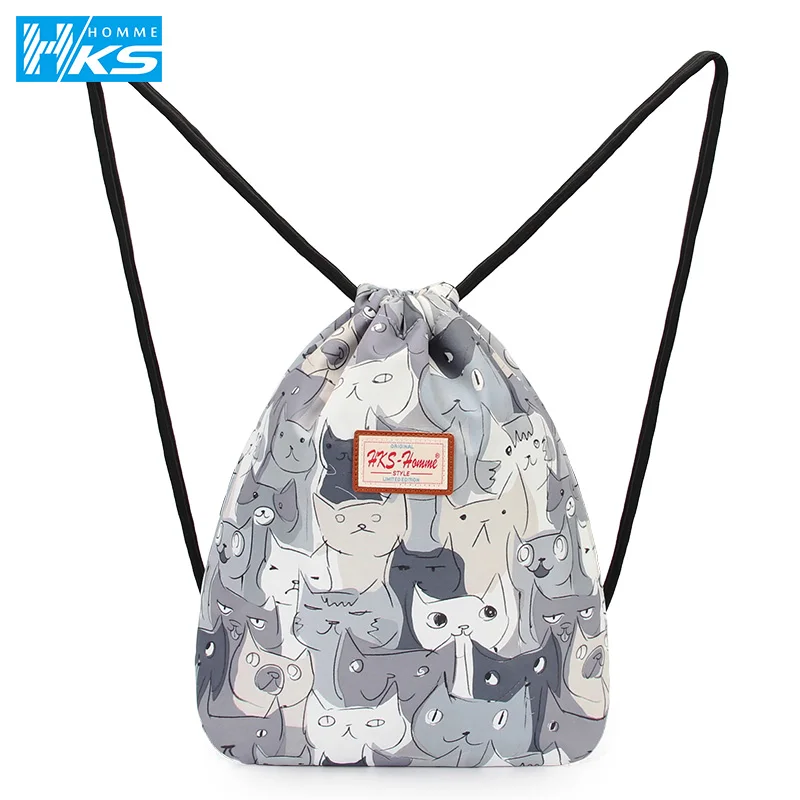 

2019 New Canvas Sports Bag Thicken Drawstring Belt Riding Backpack Gym Drawstring Shoes Bag Clothes Backpacks Waterproof