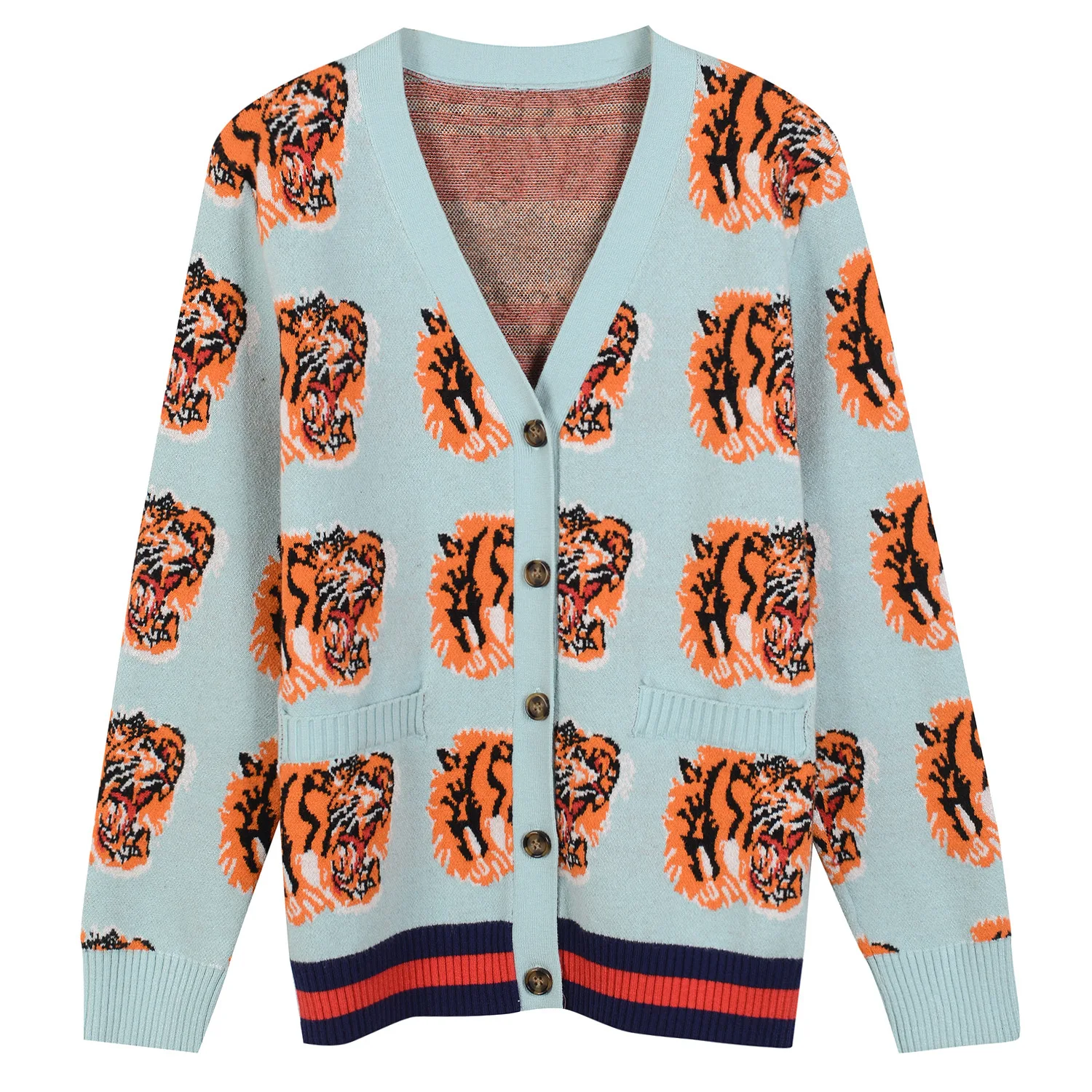 Fall 2019 New Huang Zitao Tiger Jacquard Casual Joker Skinny Knitted Cardigan Winter Sweater Women Cardigans Women Sweaters Fall 2019 New Huang Zitao Tiger Jacquard Casual Joker Skinny Knitted Cardigan Winter Sweater Women Cardigans Women Sweaters