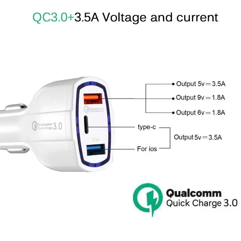 VIKEFON USB Автомобильное зарядное устройство Быстрая зарядка 3,0 QC 3,0 Мобильный телефон usb type C Быстрая зарядка для iPhone X samsung Xiaomi автомобильное зарядное устройство