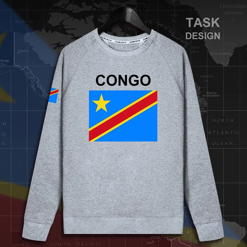 DR Congo COD DRC DROC Congo-Kinsha, мужские пуловеры, толстовки, Мужская толстовка, уличная одежда, хип-хоп флаг, спортивный костюм 02 - Цвет: roundneck-gray