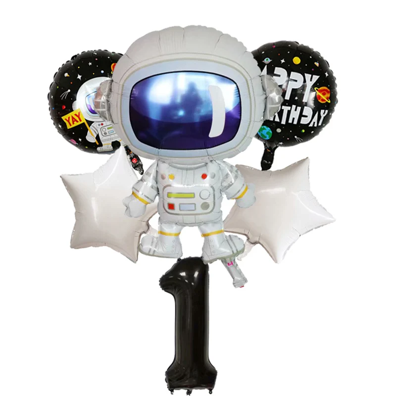 6 шт./компл. 76*58 см астронавт Фольга мультфильм космического пространства воздушные шары 30 дюймов и цифрами для детей 1, 2, 3, 4, 5th День рождения блоки игрушки