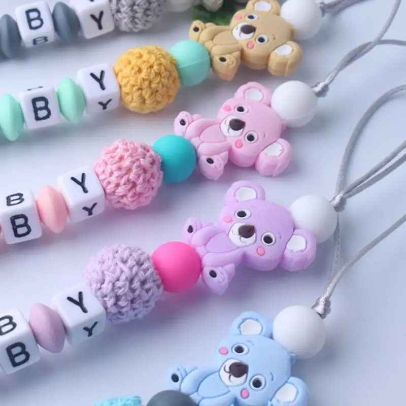 Детская цепочка для детской соски успокаивающие милые коала медведь красочный дизайн Детские Игрушки Соски зажимы Детские аксессуары