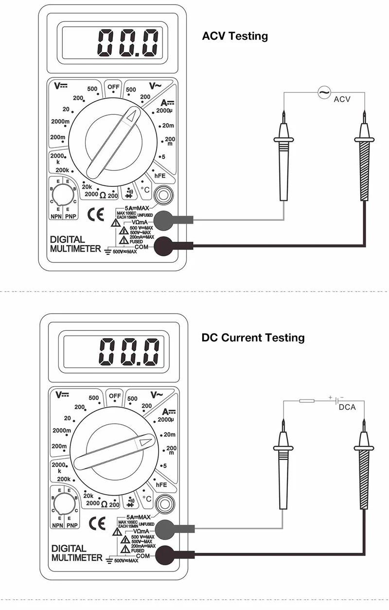 WHDZ DT838 LCD Digital Multimeter AC DC Voltage Current Diode Resistance Temperature Tester 