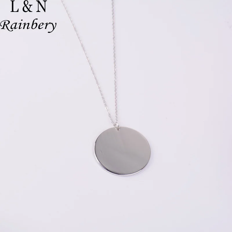 

Rainbery New 4cm Monogram Chain Necklace For Men Women Fashion Copper Jewelry Disc Necklaces&Pendants Gift JN0981