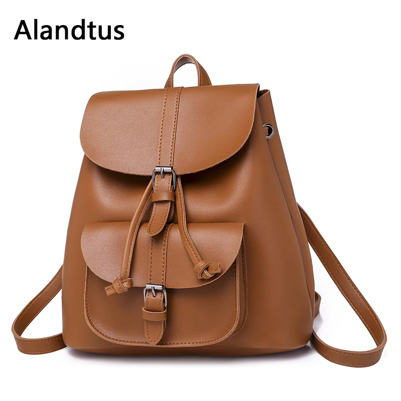 

Alandtus Trendy Women Bag Female Fashion PU Leather Backpacks Mini School Bags For Girls Women High Quality Casual Rucksack