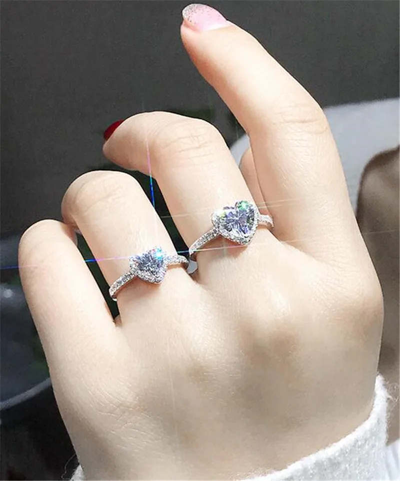 Женское Обручальное кольцо в форме сердца из стерлингового серебра 925 пробы с