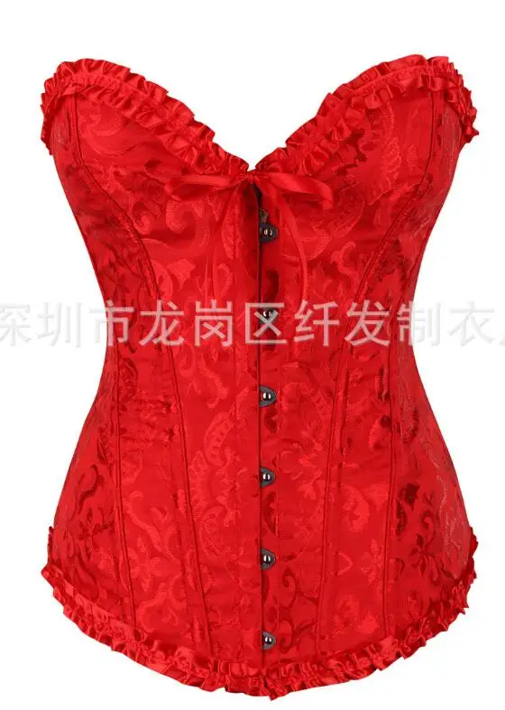 Sexy Lingerie Bustiers Black Satin Embroidered Corset Overbust Corsets PLUS SIZE: S M L XL XXL 3XL 4XL 5XL 6XL 8XL