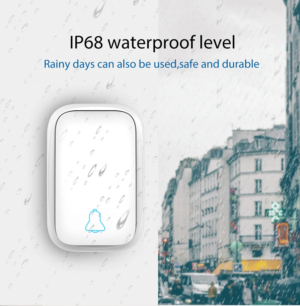 Saful автономный водонепроницаемый беспроводной дверной звонок без батареи ЕС США Великобритания вилка 38 курантов беспроводной дверной звонок 1 2 кнопки 1 2 приемника