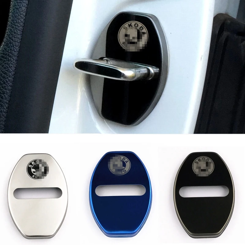 

4PCS Car Door Lock Buckle cover Latch Stop Anti Rust Door Lock cover Protect Buckle Cover for Skoda Octavia/Octavia RS 2010-2019