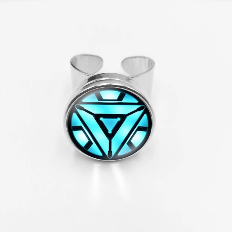 

2019/Iron Man Curved Glass Round Dome Button Ring Accessories Fashion Glamour Silver Open Ring Men's and Women's Jewelry