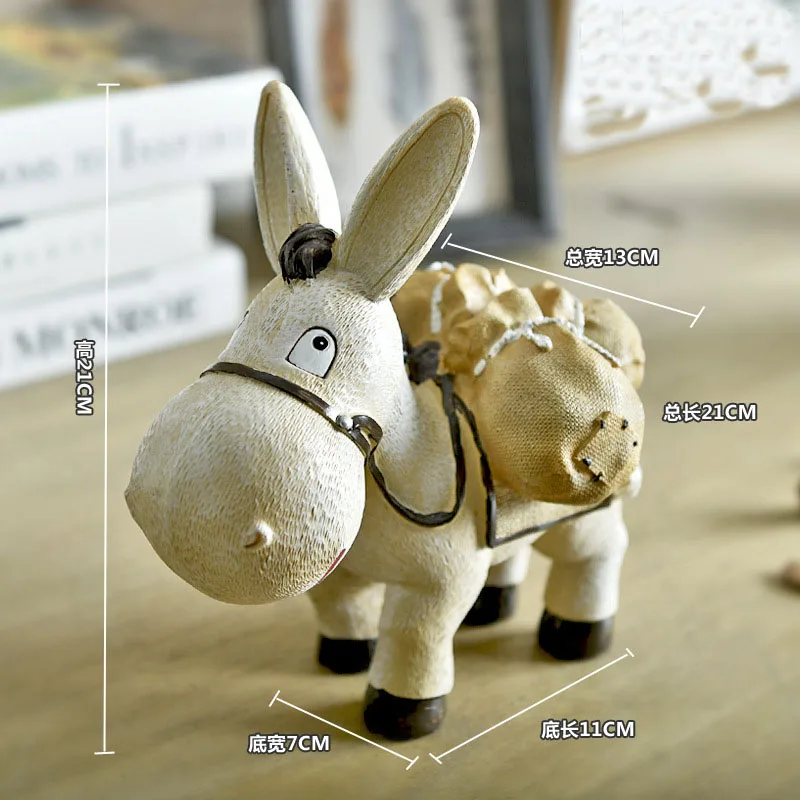 Resin Donkey Decoration Figurines Miniatures Ornament Vintage Home Decor Accessories Artificial Statue Valentines Day Girl Gifts