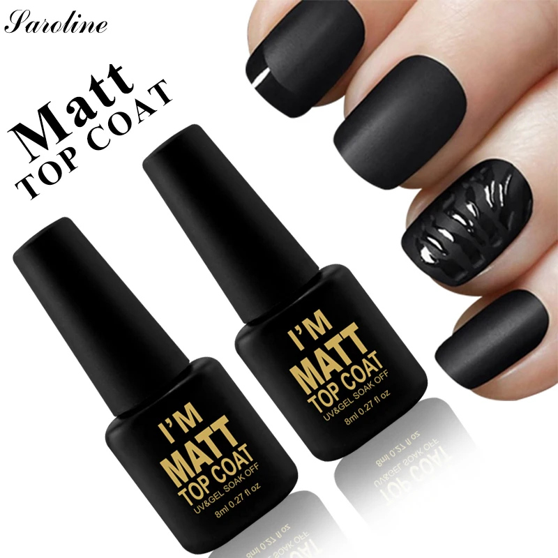 

Saroline Matt Top Coat Gel Varnish Soak Off Uv Gel Polish Finish for Nails Semipermanent Transparent Matt Set of Artificial Nail