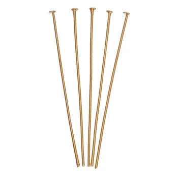 

DoreenBeads Zinc Based Alloy 14K Real Gold Color Head Pins Fashion DIY Jewelry Components 50mm(2") long, 0.7mm (21 gauge) 20 PCs