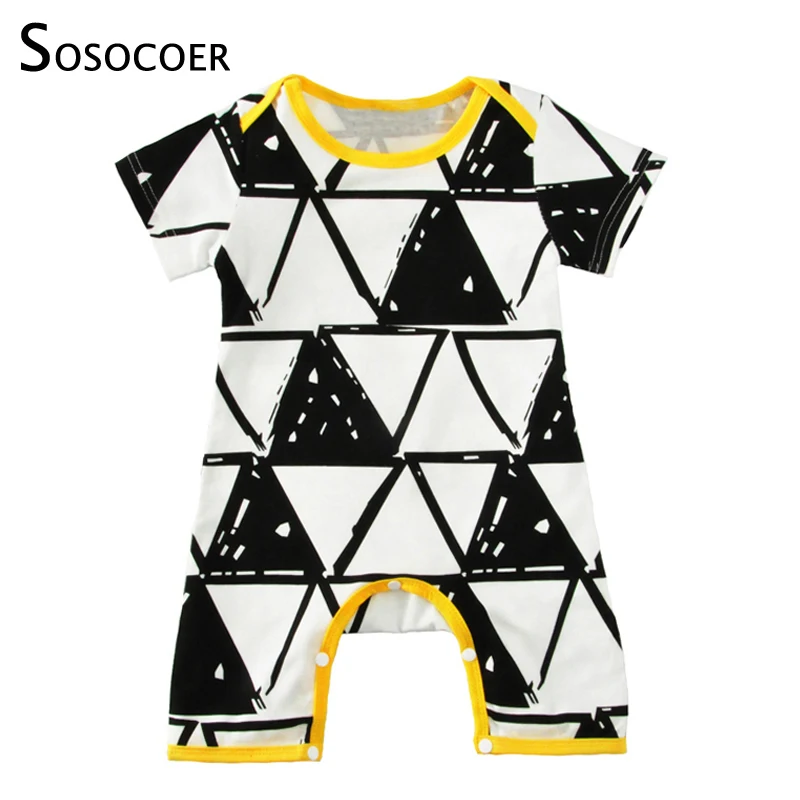 SOSOCOER Baby Boy Rompers Summer 2018 Cartoon Geometry Newborn Girl Jumpauit Baby Clothes Fashion Triangle Infant Romper Costume