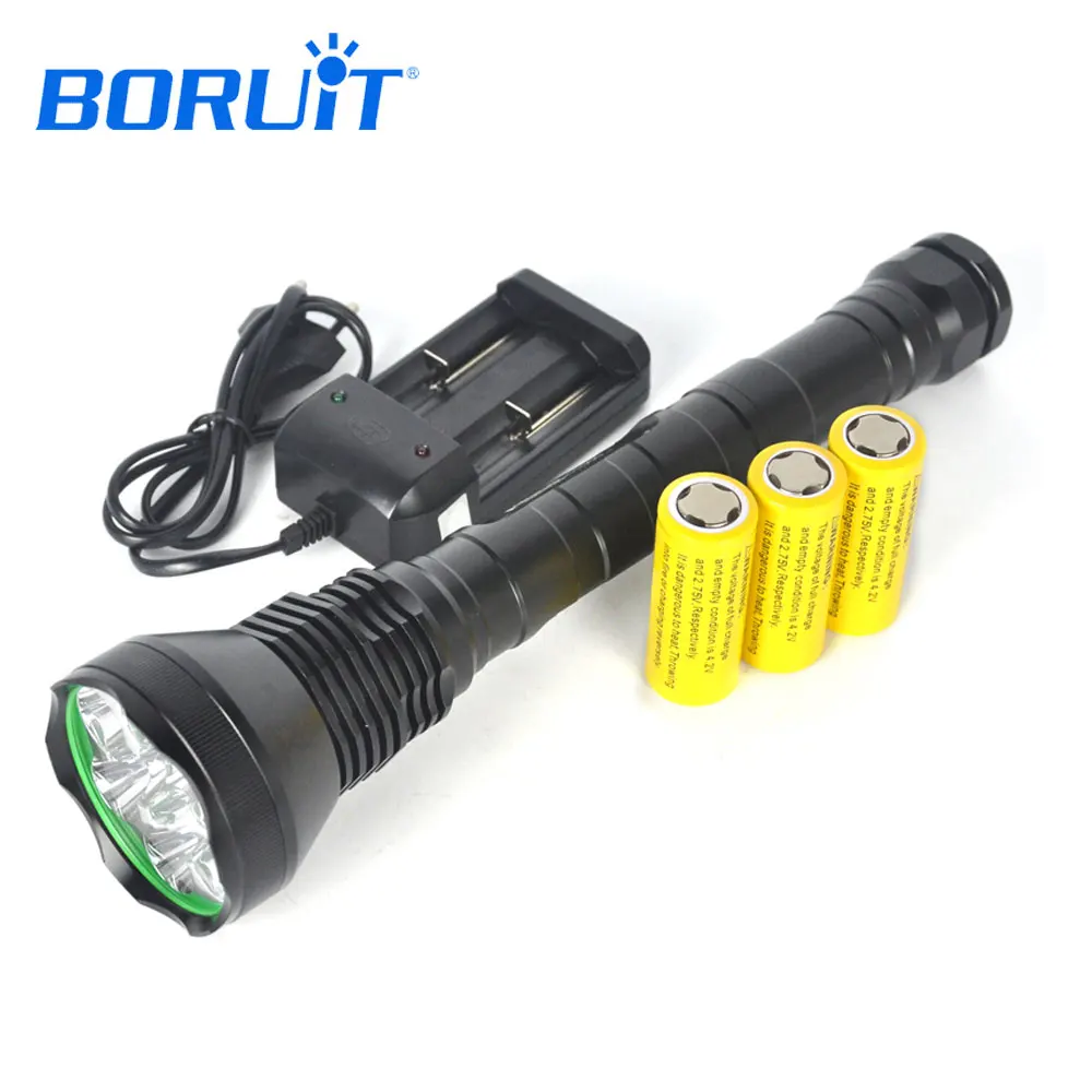 

BORUiT 9000LM 9 XML T6 LED Flashlight 5-Mode Emergency Portable Lantern 26650 Battery Alloy Torch For Camping Hunting Outdoor