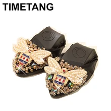 TIMETANG Bee дизайнерское ожерелье женские туфли на плоской подошве большого размера элегантные удобные женские модные мягкие туфли со стразами для девочек C288