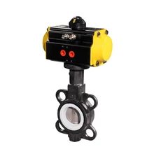 DN300 1" чугунный корпус с из нержавеющей стали DICS уплотнительное кольцо из ПТФЭ пневматический контроль дисковый затвор Wafter соединение