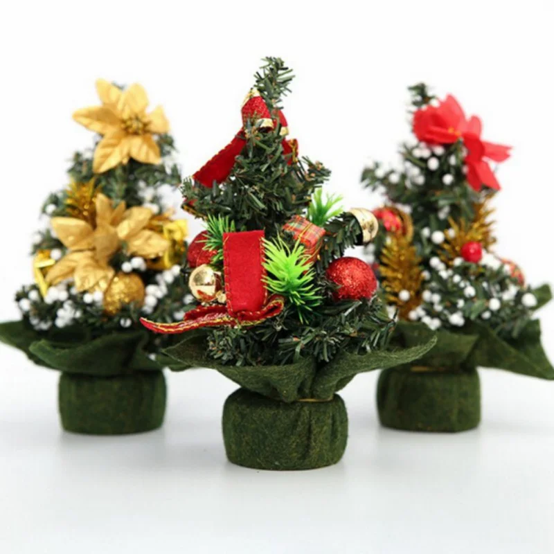 20 см искусственная Мини Рождественская маленькая елка с ювелирным домом, праздничные товары для рождественской вечеринки