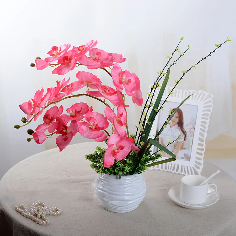 Flores artificiales falso Phalaenopsis seda flor moda mariposa orquídea ramo fiesta decoración boda hogar Decoración 1 piezas Flores artificiales falso Phalaenopsis seda flor moda mariposa orquídea ramo fiesta decoración boda hogar Decoración 1 piezas