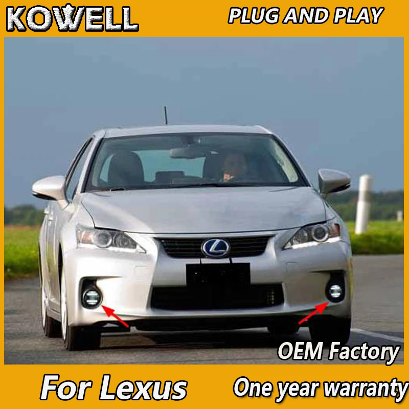 KOWELL, автомобильный Стайлинг для Lexus CT200H CT IS ES 200 250 300, светодиодный противотуманный светильник, авто, противотуманный фонарь, светодиодный, DRL, 2 функции, модель